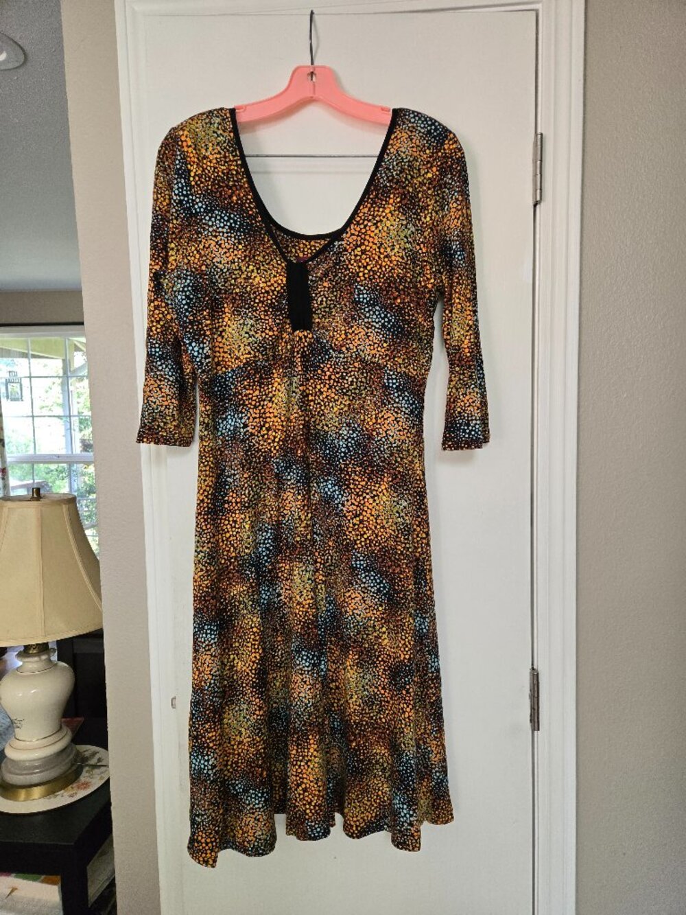 Salaam size XL Dress, Bright Confetti Print, 3/4 sleeves